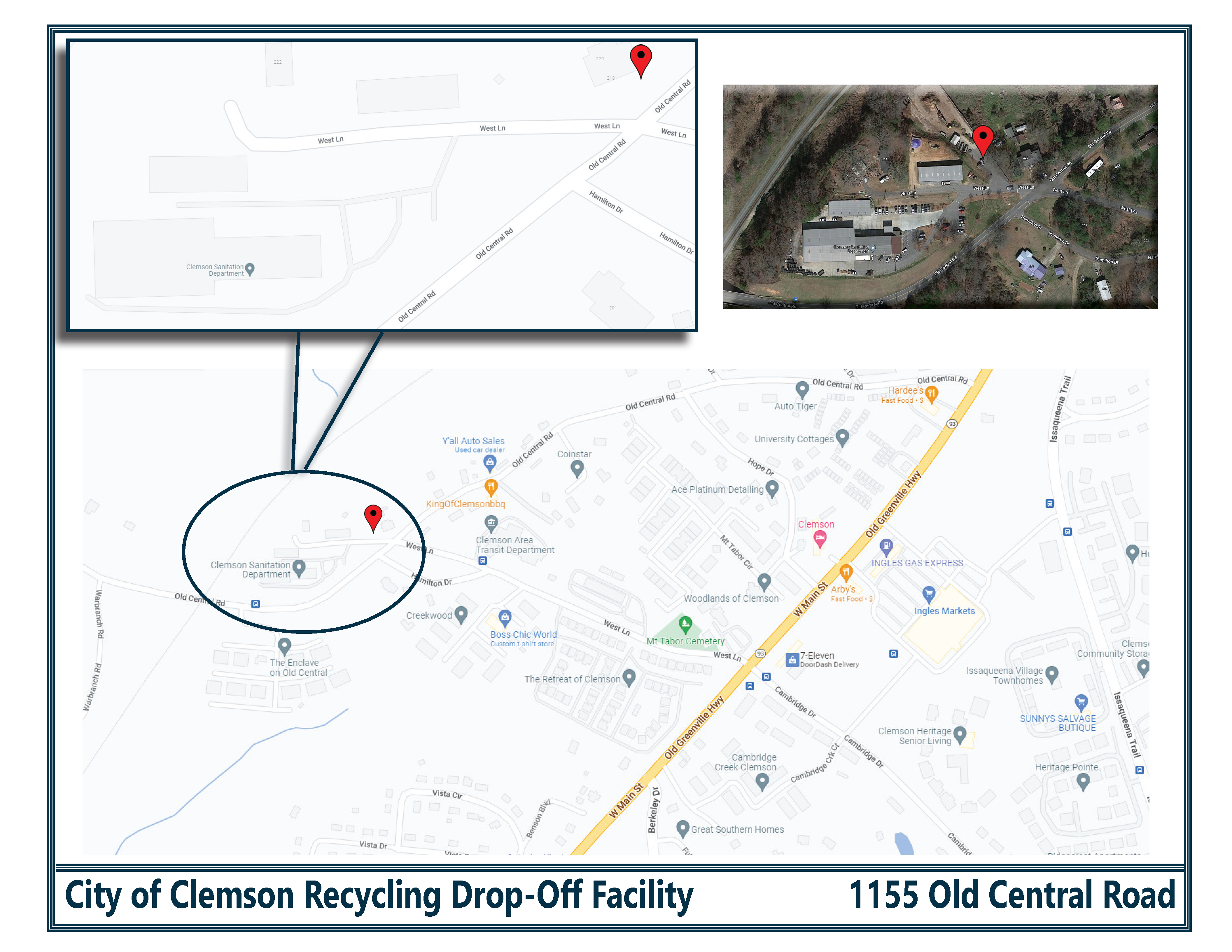 Click here to view a map to the City of Clemson recycling facility